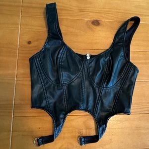 Leather Corset Crop Top